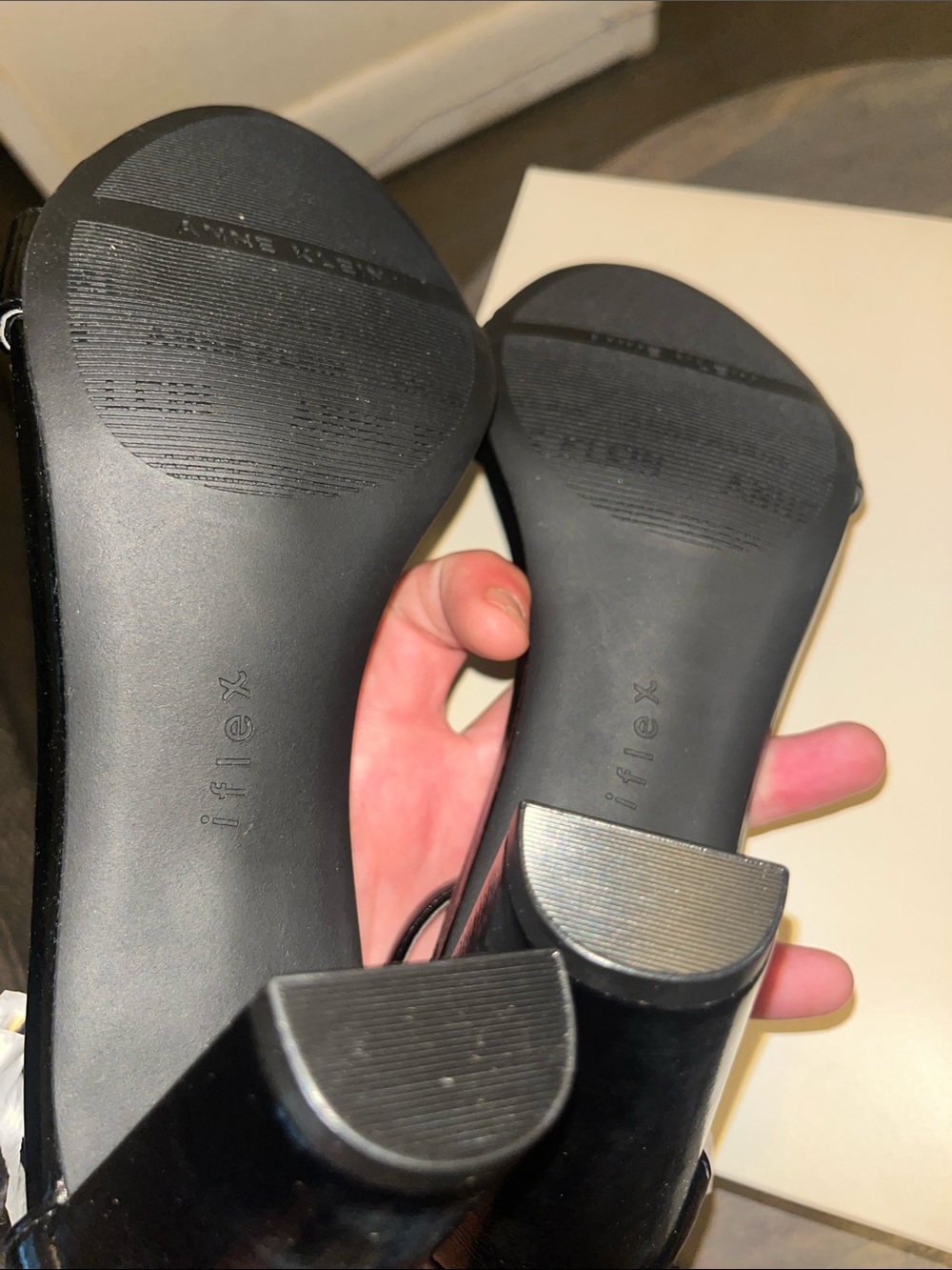 Anne Klein Black Patent Ankle-Strap Block Heels - Picture 5 of 5